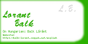 lorant balk business card